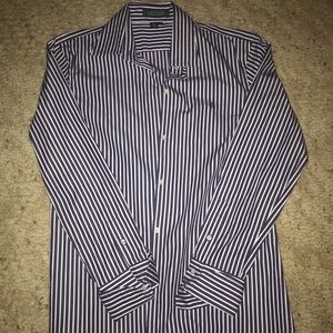 Ralph Lauren Navy and White Striped Button Down